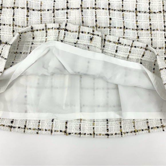 Tommy Hilfiger NWT Ivory Black Gold Plaid Tweed Mini Pencil Pocketed Skirt, 8 - Picture 13 of 16